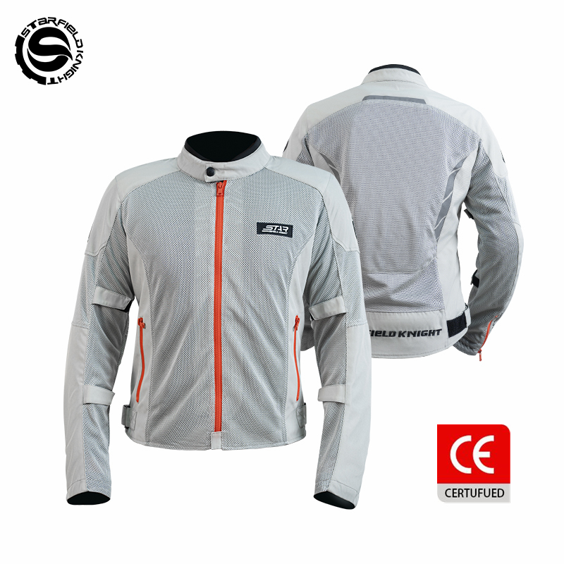 Motorcycle Gear White - SFK Grau-weiße Motorradjacke für Herren, Reitbekleidung